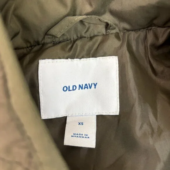 Old Navy Quilted Vest XS Olive Green Full-Zip Pockets Women's Jacket - Picture 11 of 12